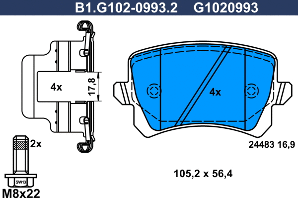 Brake Pad Set, disc brake (B1.G102-0993.2)