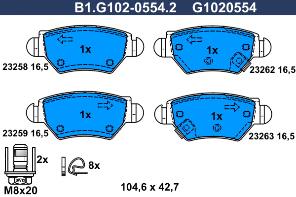Brake Pad Set, disc brake (B1.G102-0554.2)