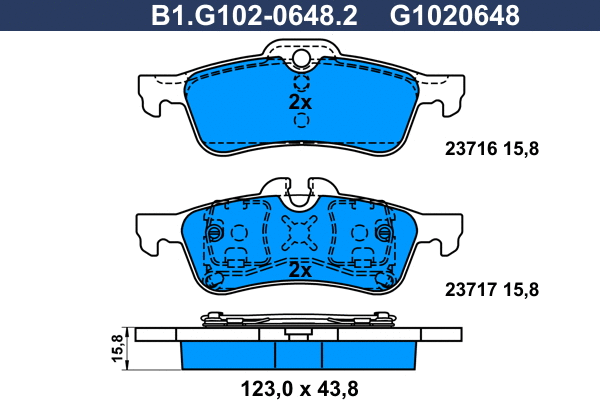Brake Pad Set, disc brake (B1.G102-0648.2)