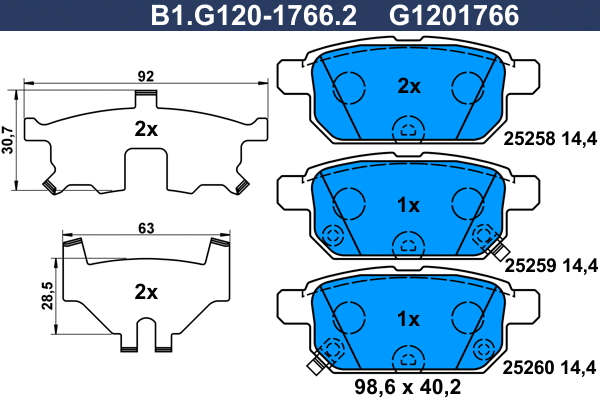 Brake Pad Set, disc brake (B1.G120-1766.2)