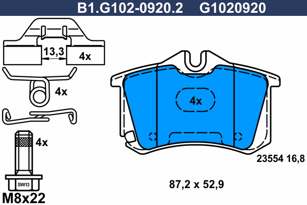 Brake Pad Set, disc brake (B1.G102-0920.2)