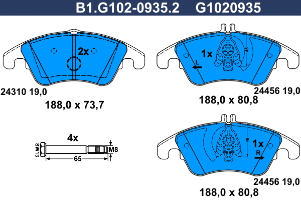 Brake Pad Set, disc brake (B1.G102-0935.2)