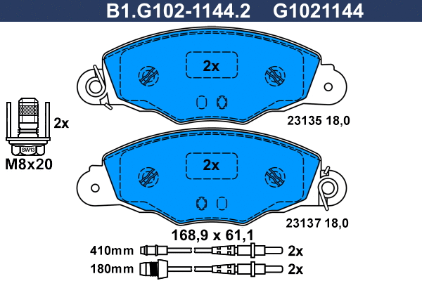 Brake Pad Set, disc brake (B1.G102-1144.2)