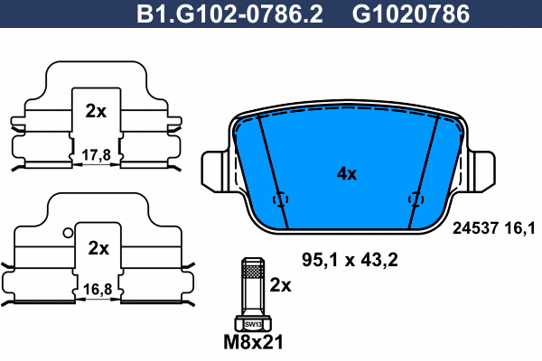 Brake Pad Set, disc brake (B1.G102-0786.2)