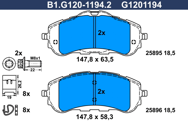 Brake Pad Set, disc brake (B1.G120-1194.2)