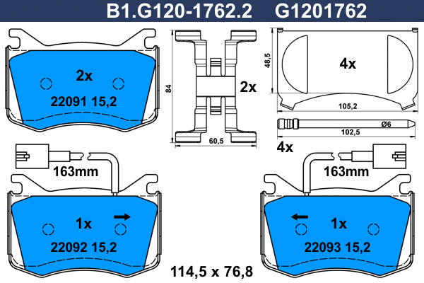 Brake Pad Set, disc brake (B1.G120-1762.2)