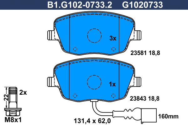 Brake Pad Set, disc brake (B1.G102-0733.2)