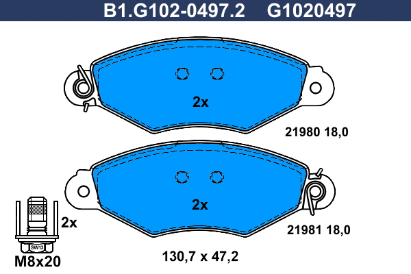 Brake Pad Set, disc brake (B1.G102-0497.2)