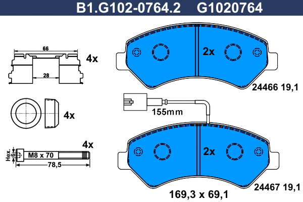 Brake Pad Set, disc brake (B1.G102-0764.2)