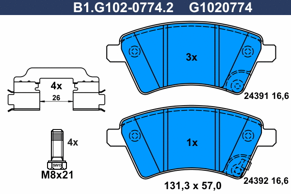 Brake Pad Set, disc brake (B1.G102-0774.2)