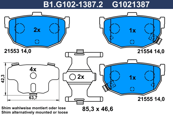 Brake Pad Set, disc brake (B1.G102-1387.2)