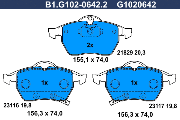 Brake Pad Set, disc brake (B1.G102-0642.2)
