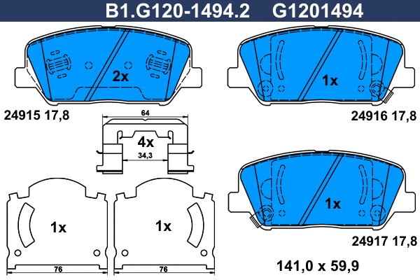 Brake Pad Set, disc brake (B1.G120-1494.2)