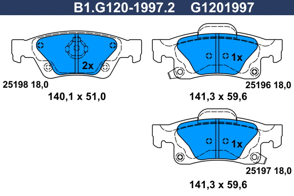 Brake Pad Set, disc brake (B1.G120-1997.2)