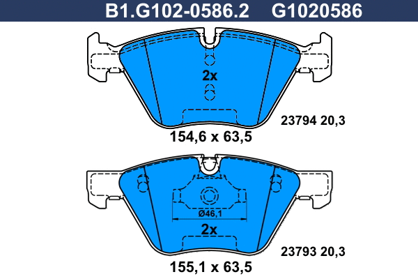 Brake Pad Set, disc brake (B1.G102-0586.2)