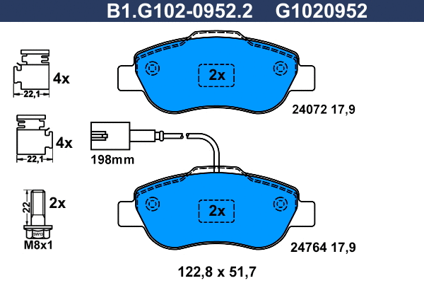 Brake Pad Set, disc brake (B1.G102-0952.2)