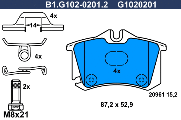 Brake Pad Set, disc brake (B1.G102-0201.2)