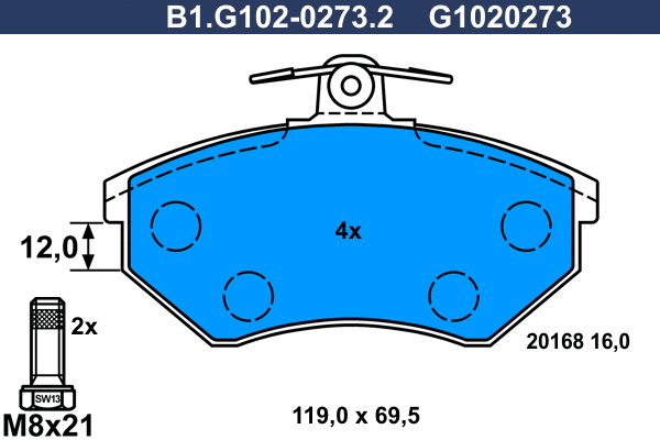 Brake Pad Set, disc brake (B1.G102-0273.2)