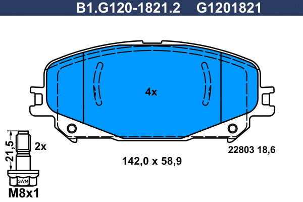 Brake Pad Set, disc brake (B1.G120-1821.2)