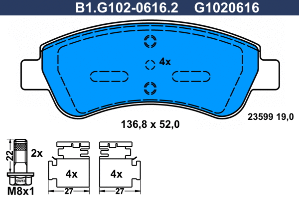 Brake Pad Set, disc brake (B1.G102-0616.2)