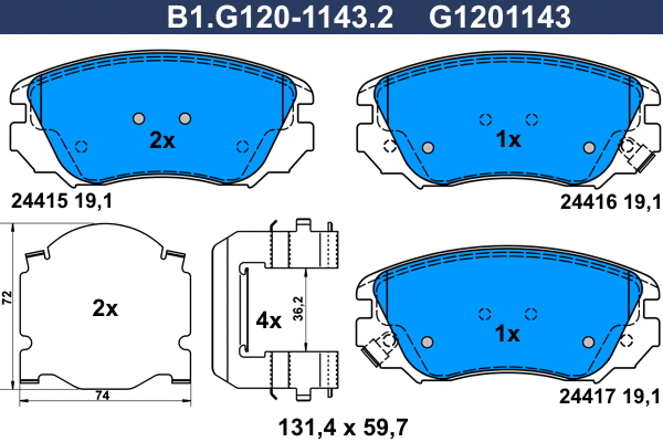 Brake Pad Set, disc brake (B1.G120-1143.2)
