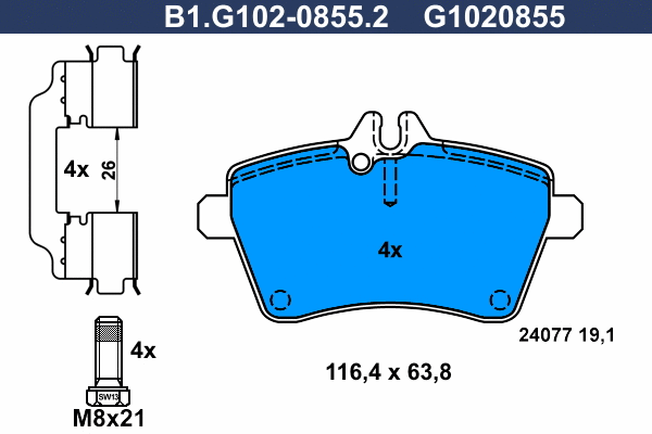 Brake Pad Set, disc brake (B1.G102-0855.2)