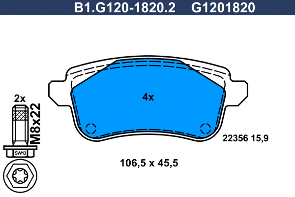 Brake Pad Set, disc brake (B1.G120-1820.2)