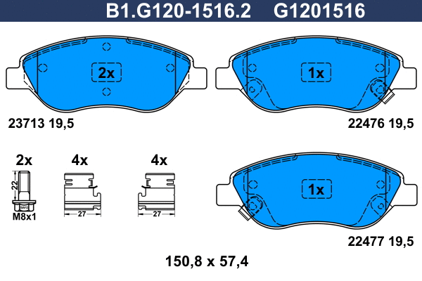 Brake Pad Set, disc brake (B1.G120-1516.2)