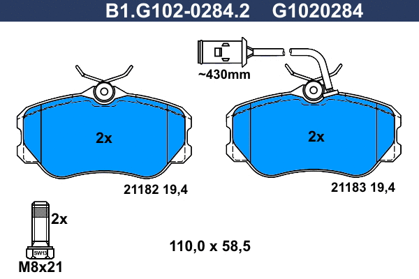 Brake Pad Set, disc brake (B1.G102-0284.2)