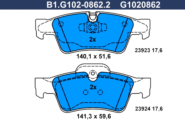 Brake Pad Set, disc brake (B1.G102-0862.2)