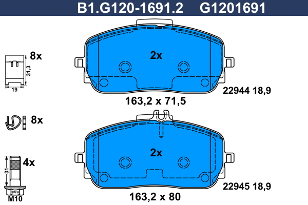 Brake Pad Set, disc brake (B1.G120-1691.2)