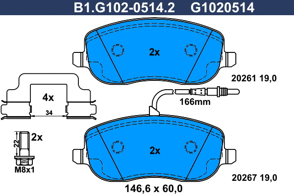 Brake Pad Set, disc brake (B1.G102-0514.2)