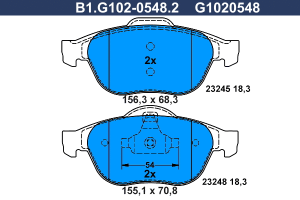 Brake Pad Set, disc brake (B1.G102-0548.2)