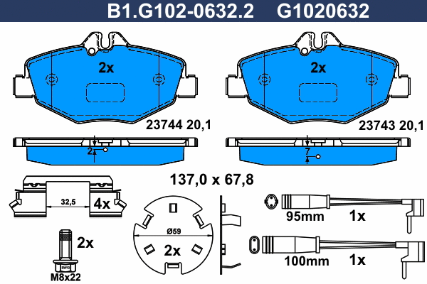 Brake Pad Set, disc brake (B1.G102-0632.2)