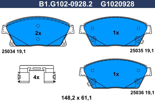Brake Pad Set, disc brake (B1.G102-0928.2)