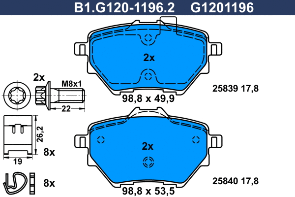 Brake Pad Set, disc brake (B1.G120-1196.2)
