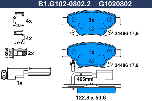 Brake Pad Set, disc brake (B1.G102-0802.2)