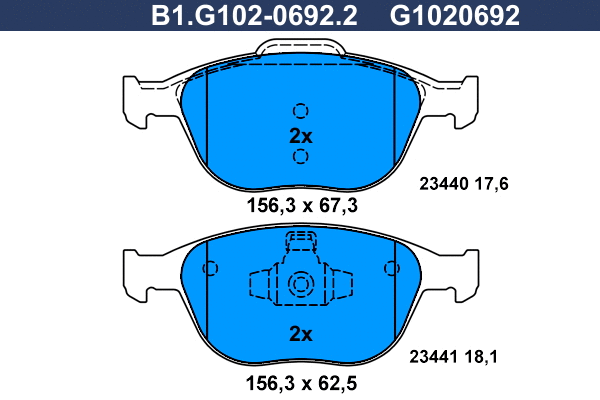Brake Pad Set, disc brake (B1.G102-0692.2)