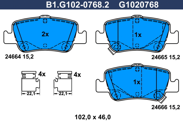 Brake Pad Set, disc brake (B1.G102-0768.2)