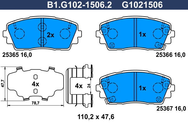 Brake Pad Set, disc brake (B1.G102-1506.2)