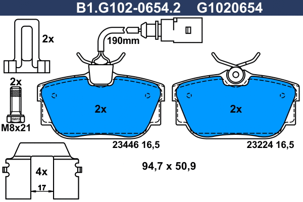 Brake Pad Set, disc brake (B1.G102-0654.2)