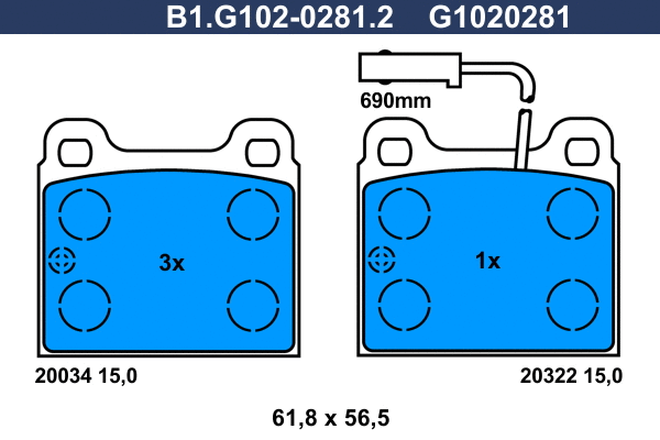 Brake Pad Set, disc brake (B1.G102-0281.2)