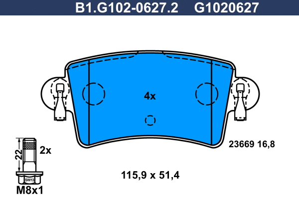 Brake Pad Set, disc brake (B1.G102-0627.2)