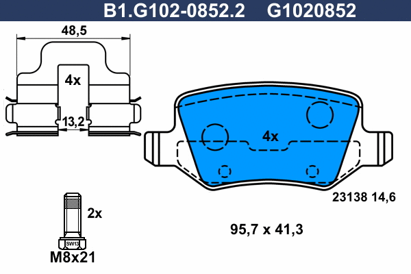 Brake Pad Set, disc brake (B1.G102-0852.2)