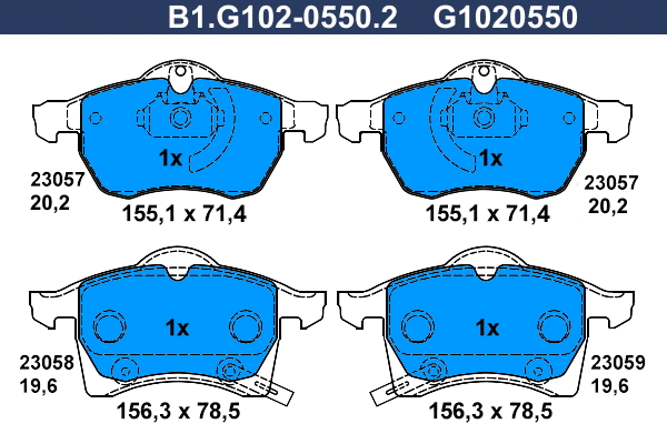 Brake Pad Set, disc brake (B1.G102-0550.2)