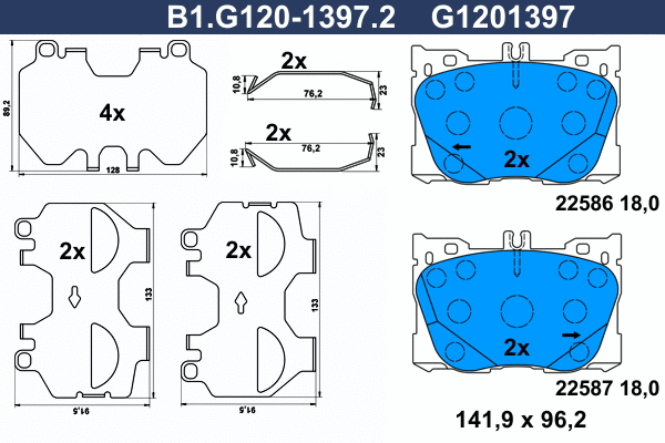 Brake Pad Set, disc brake (B1.G120-1397.2)