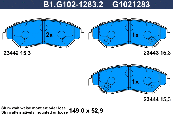 Brake Pad Set, disc brake (B1.G102-1283.2)