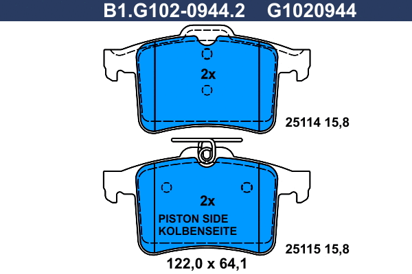 Brake Pad Set, disc brake (B1.G102-0944.2)