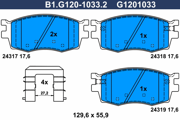 Brake Pad Set, disc brake (B1.G120-1033.2)