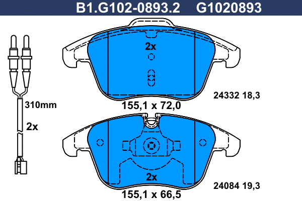 Brake Pad Set, disc brake (B1.G102-0893.2)